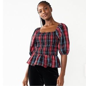 NEW Draper James Smocked Peplum Top. Small